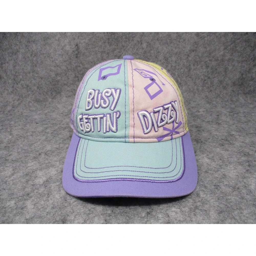 Disney Hat Cap Strap Back Womens Blue Purple Busy Gettin Dizzy Alice Wonderland